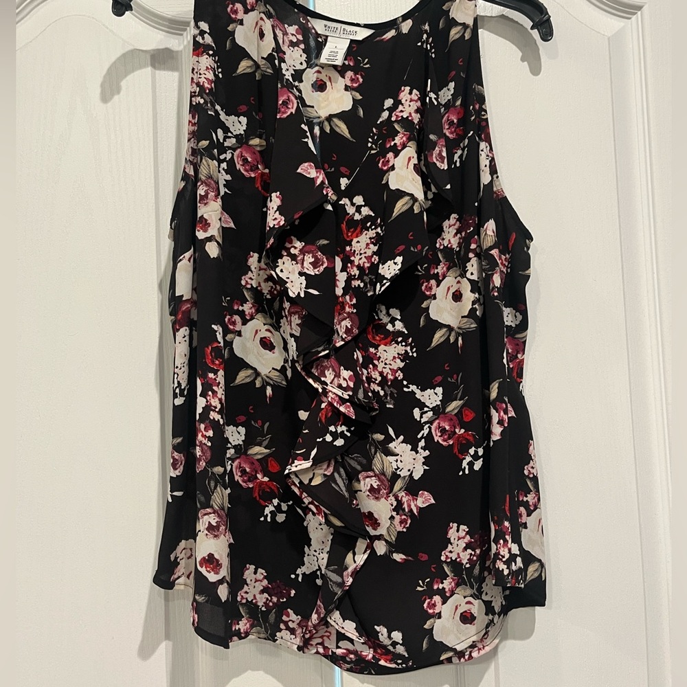 White House Black Market Business Tank Top. Set of 2. Black and Floral. Size L